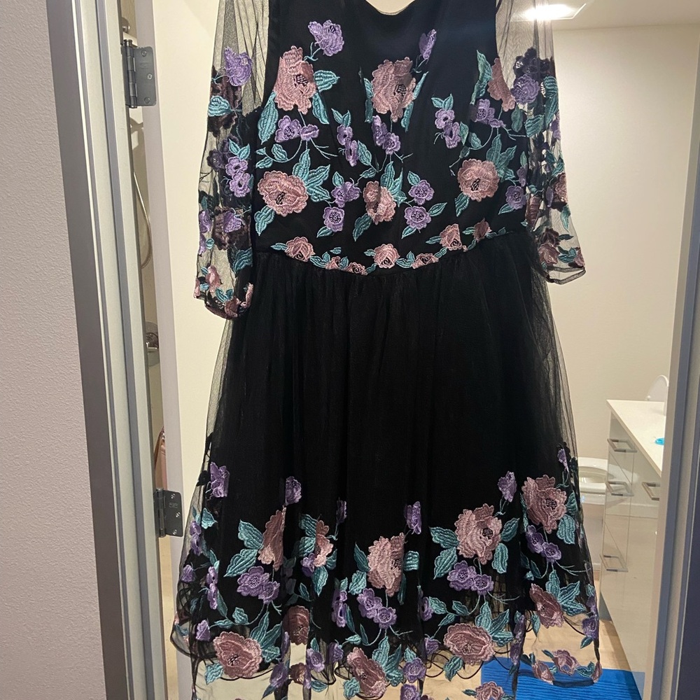 Floral Embroidered Black dress